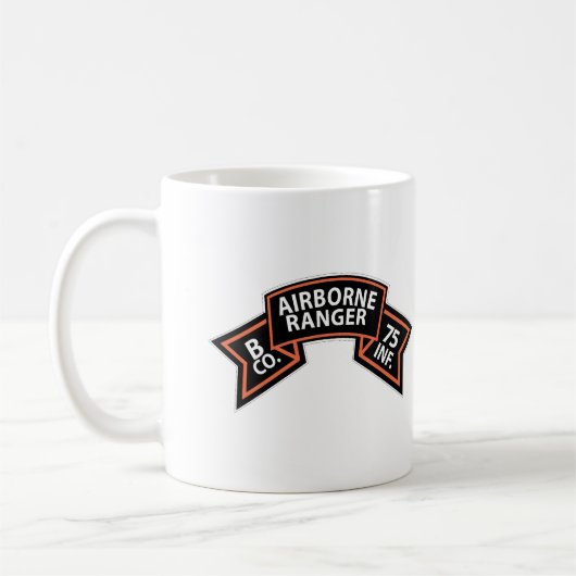 SSI - B Co 75. Infanterie (Ranger) Scroll Kaffeetasse (Links)