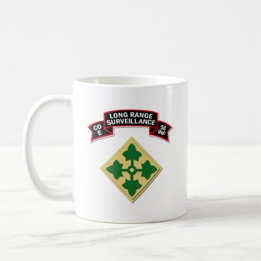 SSI - E Co 58. Infanterie (Ranger) Scroll Kaffeetasse (Links)