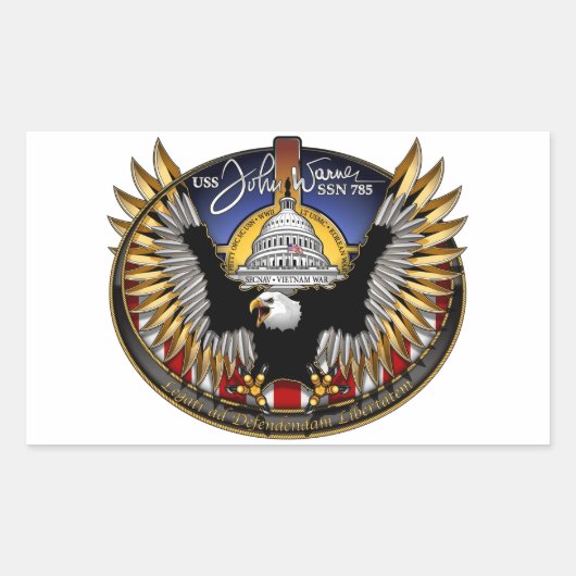SSN 785 USS John Warner Rechteckiger Aufkleber (Vorderseite)