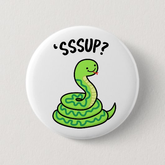 Sssup Funny Hissing Snake Pun Button (Vorderseite)