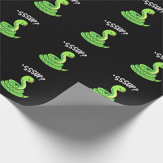 Sssup Funny Hissing Snake Pun Dark BG Geschenkpapier (Ecke)
