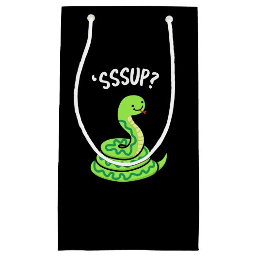 Sssup Funny Hissing Snake Pun Dark BG Kleine Geschenktüte (Vorderseite)