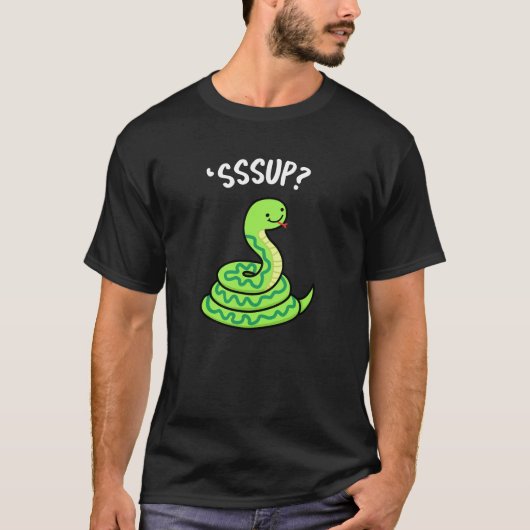 Sssup Funny Hissing Snake Pun Dark BG T-Shirt (Vorderseite)