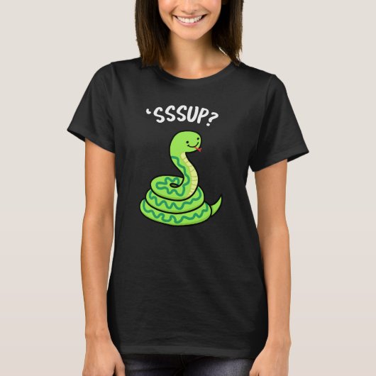 Sssup Funny Hissing Snake Pun Dark BG T-Shirt (Vorderseite)