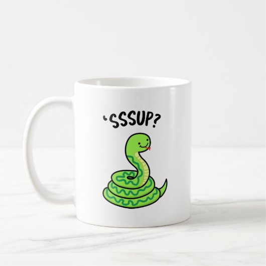 Sssup Funny Hissing Snake Pun Kaffeetasse (Links)