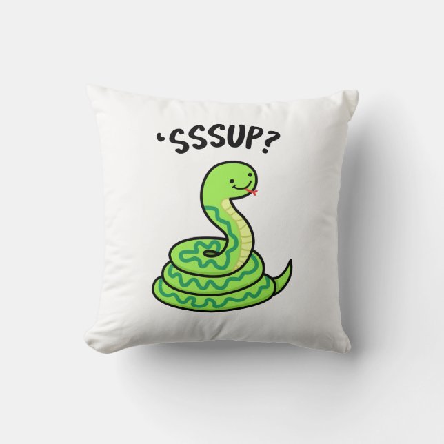 Sssup Funny Hissing Snake Pun Kissen (Vorderseite)