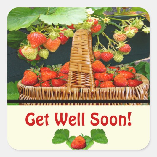 Sstrawberry Basket ~ Get Well Round Sticker (Vorderseite)