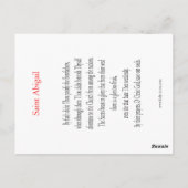 St. Abigail-Gebetskarte Postkarte (Rückseite)