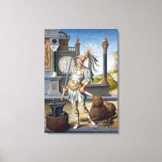 St. Adrian in Armor in einer offenen Landschaft Leinwanddruck (Vorderseite)