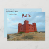 St Agathas Tower - Der Rote Turm Malta Postkarte (Vorne/Hinten)