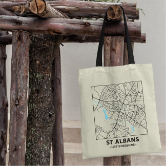 St Albans, Hertfordshire City Map Tote Bag Tragetasche
