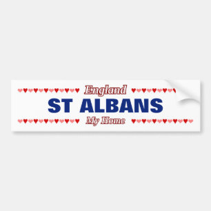 ST ALBANS - Meine Zuhause - England; Rote und rosa Autoaufkleber