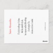 St. Alexandra-Gebetskarte Postkarte (Rückseite)