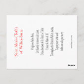 St. Alexis (Toth) Wilkes-Barre Gebetskarte Postkarte (Rückseite)