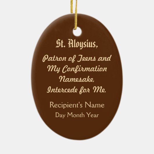 St. Aloysius Gonzaga (PM 01) Keramikornament (Hinten)