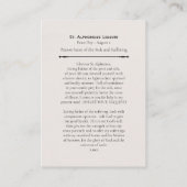 St. Alphonsus Ligouri Patron Saint Prayer Card Platzkarte (Rückseite)