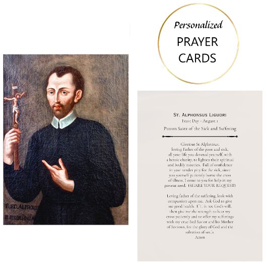 St. Alphonsus Ligouri Patron Saint Prayer Card Platzkarte