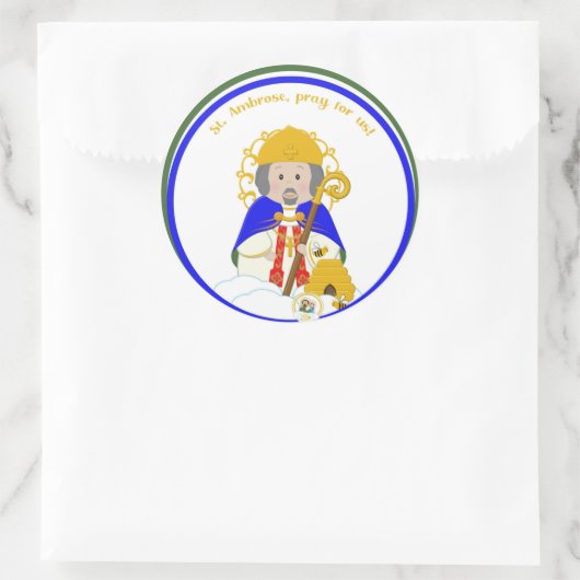 St. Ambrose Runder Aufkleber (Tasche)