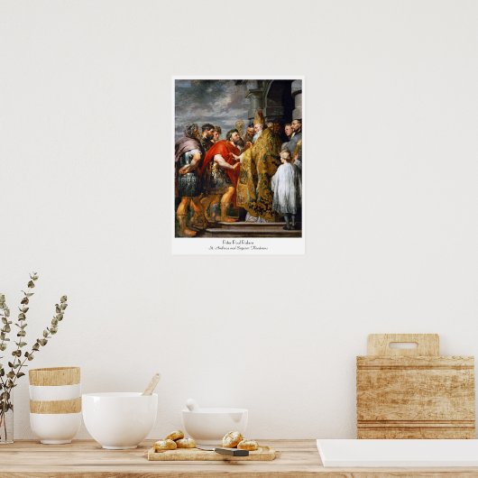 St. Ambrose und Kaiser Theodosius Paul Rubens Poster (Küche)