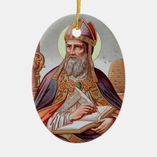 St. Ambrosius von Mailand (Rahmenlos) Oval Keramik Ornament (Vorne)