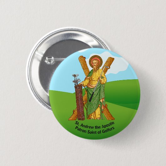 St. Andreas, der Apostel, Schutzpatron der Golfer Button (Vorne & Hinten)