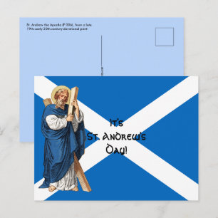 St. Andreas, der Apostel und die Flagge Schottland Postkarte