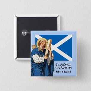 St. Andreas der Apostel und die Flagge Schottlands Button