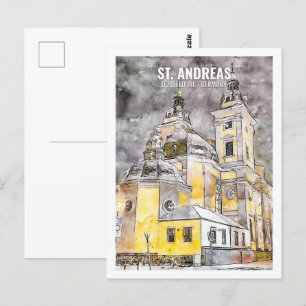St. Andreas Düsseldorf Reiseort Aquarell Postkarte