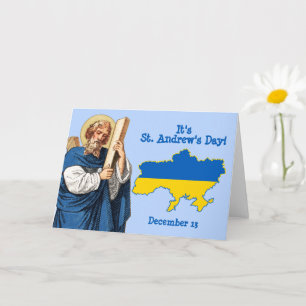 St. Andreas mit Flaggenkarte der Ukraine Festtagsk Karte