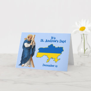 St. Andreas mit Flaggenkarte der Ukraine Festtagsk Karte