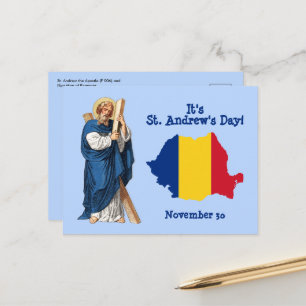 St. Andreas und Flagge-Karte Rumäniens Festtag Postkarte