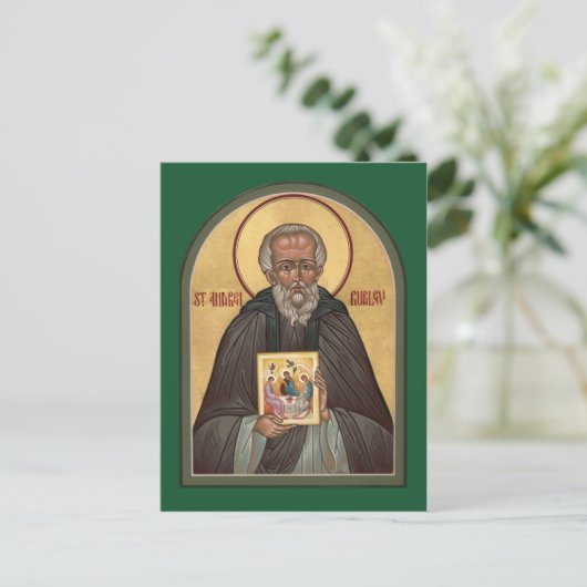 St. Andrei Rublev Prayer Card Postkarte (Stehend Vorderseite)