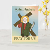 St. Andrew beten für Us Simple Catholic Saint Karte (Gelbe Blume)