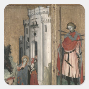 St. Andrew Chasing Demons aus der Stadt Quadratischer Aufkleber