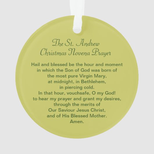 St. Andrew Christmas Novena Gebet Acrylic Ornament (Rückseite)