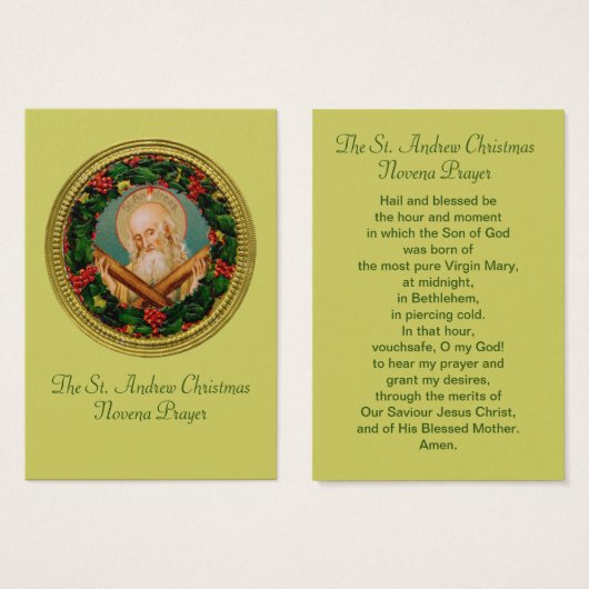 St Andrew Christmas Novena Prayer Card (Vorne & Hinten)