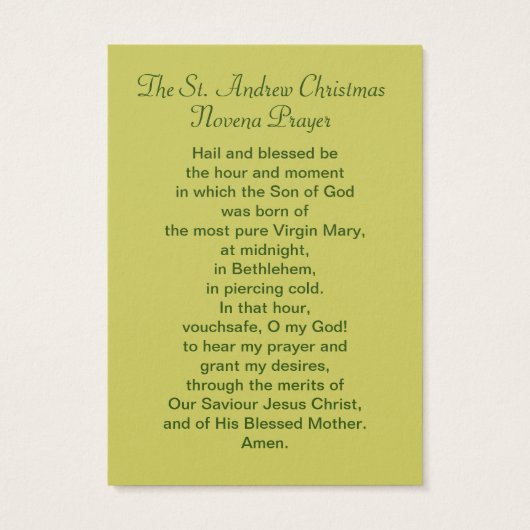 St Andrew Christmas Novena Prayer Card (Rückseite)