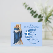 St. Andrew mit Flag-Map of Greece Fest Day Postkarte (Stehend Vorderseite)