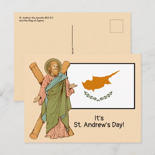 St. Andrew (RLS 01) mit Flag of Cyprus Fest Day Postkarte (Vorne/Hinten)