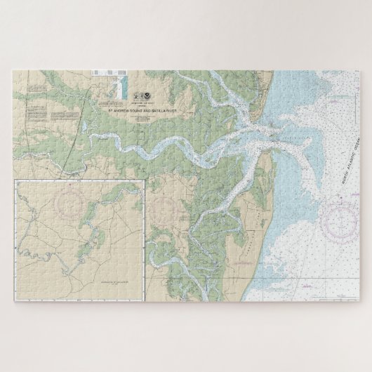 St Andrew Sound and Satilla River Nautical Chart Puzzle (Horizontal)
