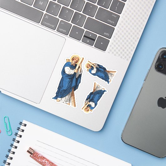 St. Andrew the Apostle (P 006) 3-Up - Contour Aufkleber (Laptop mit iPhone)