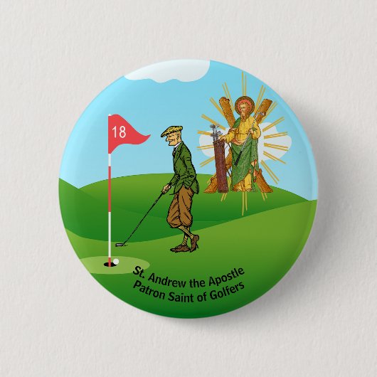 St. Andrew und Dapper Male Golfer Button (Vorderseite)