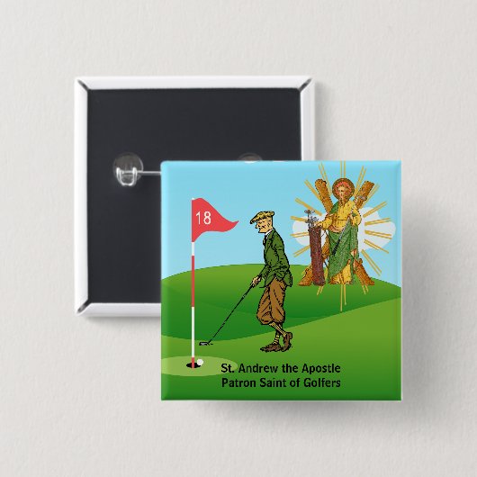St. Andrew und Dapper Male Golfer Button (Vorne & Hinten)