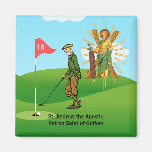 St. Andrew und Dapper Male Golfer Magnet (Vorne)