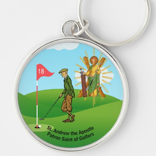 St. Andrew und Dapper Male Golfer Schlüsselanhänger (Vorne)