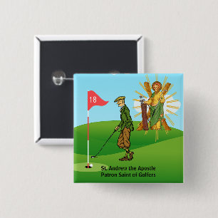 St. Andrew und eleganter männlicher Golfer Button