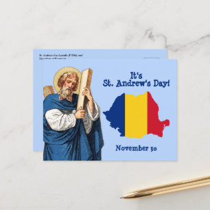 St. Andrew und Flag-Karte von Rumänien Festtag Postkarte