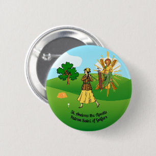 St. Andrew und Golferin der gehobenen Klasse Button
