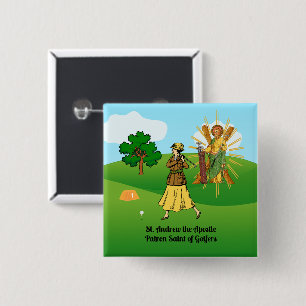 St. Andrew und Golferin der gehobenen Klasse Button