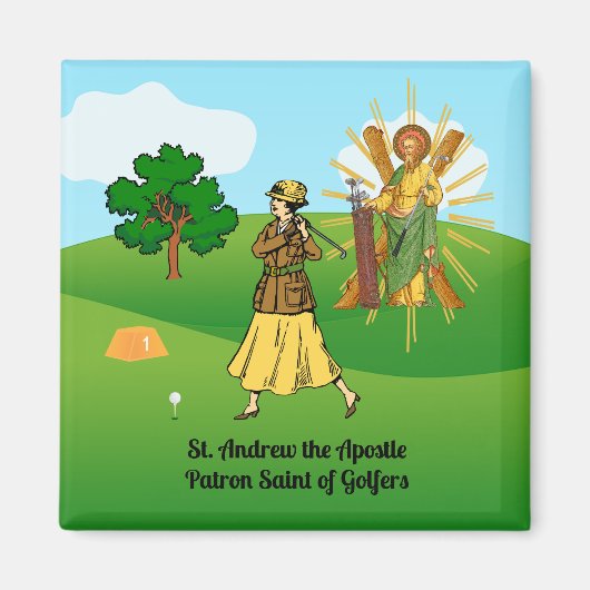 St. Andrew und Upscale Lady Golfer Magnet (Vorne)